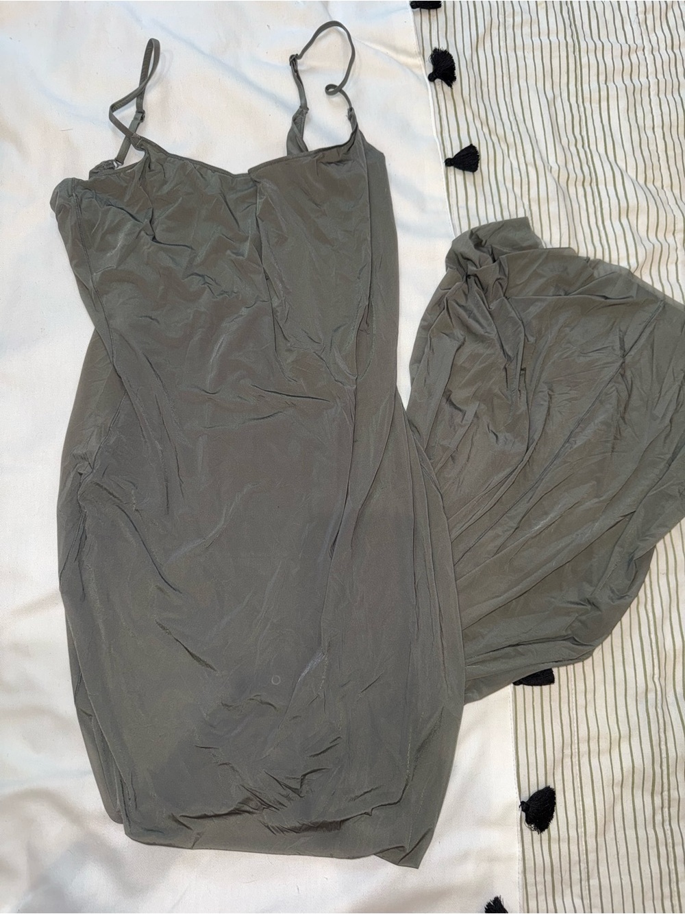 NWOT SKIMS GREY Sheer Slip Maxi Dress - Picture 3 of 3